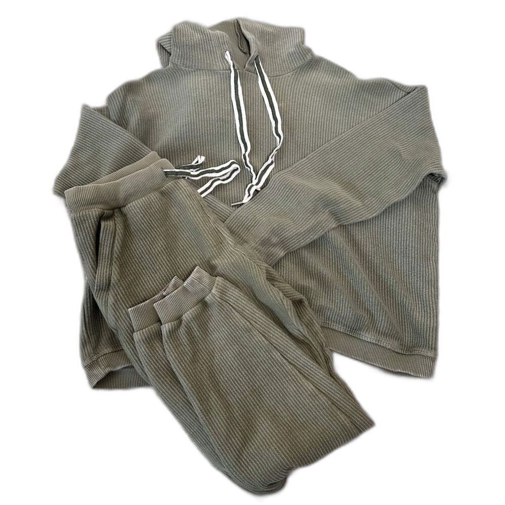 Aerie 2-Piece Ribbed Loungewear Set Hoodie & Joggers (Size S)